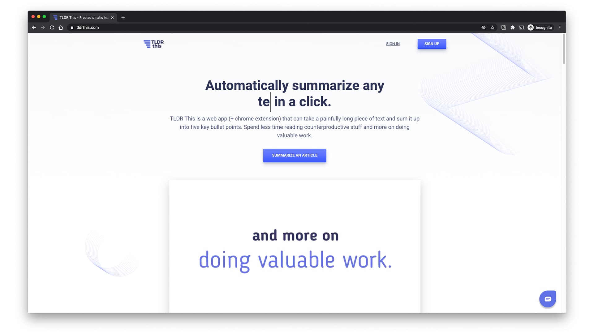 Summarize any text with “TLDR This” in a click [Week 40/20 in Review]